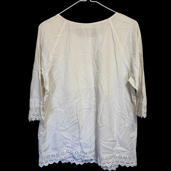 Womens White Crochet Lace Embroidered Tunic Blouse Medium Cottagecare Boho - Picture 13 of 13